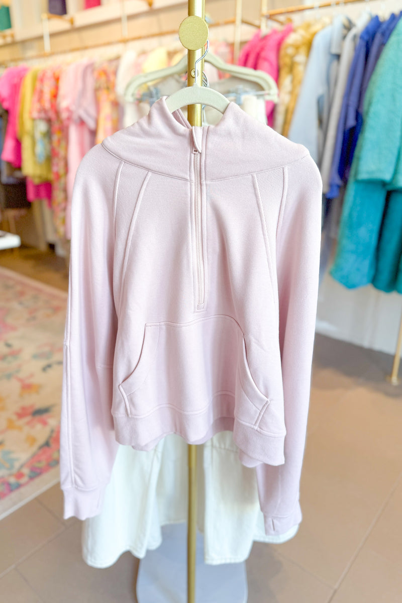Baby Pink Oversized Half Zip Hoodie
