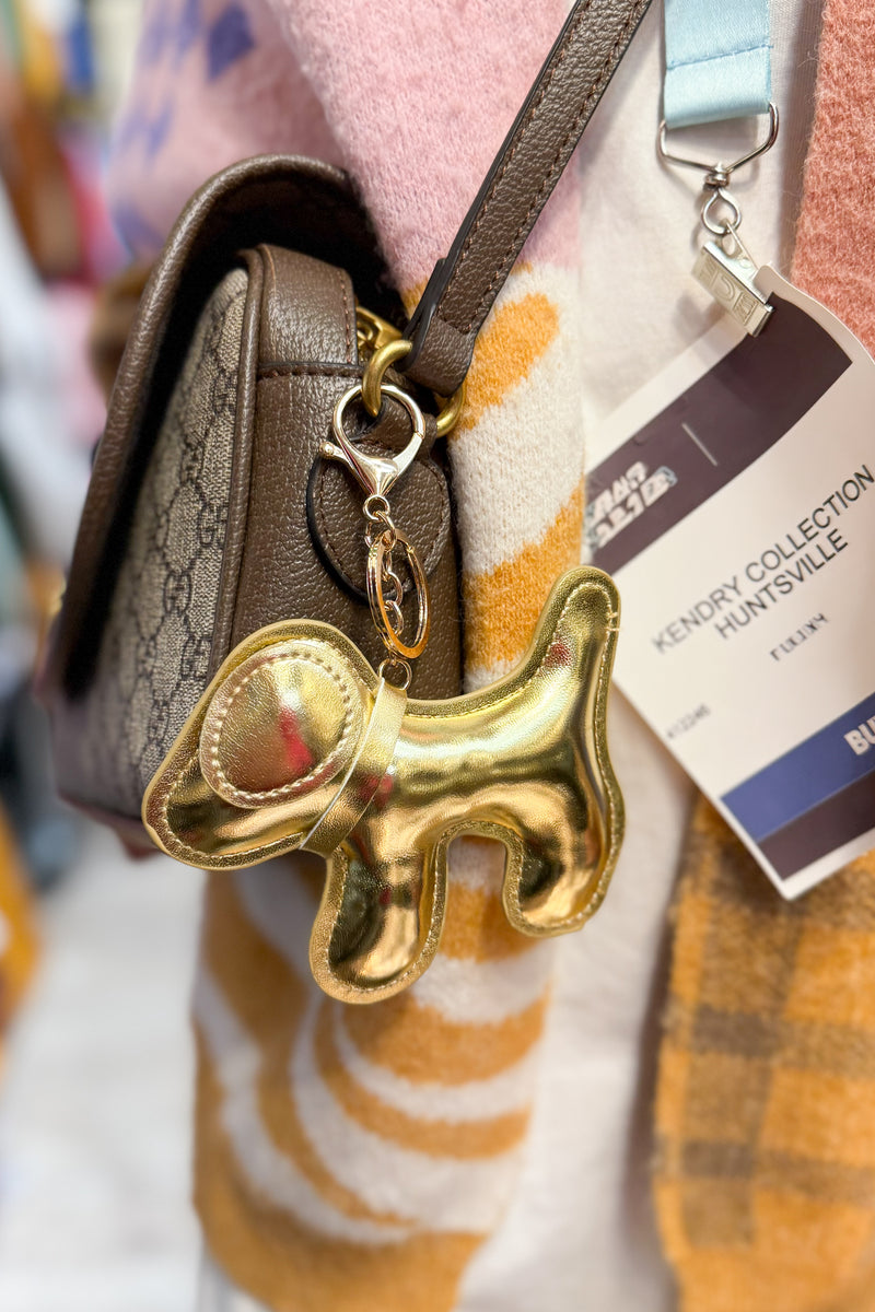 Metallic Gold Dog Purse Charm
