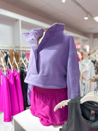 Purple Button Collar Pullover