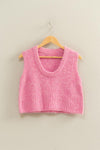 Pink Round Neck Sweater Vest