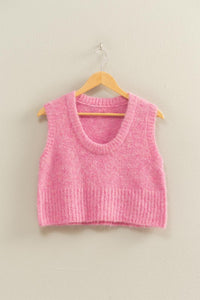 Pink Round Neck Sweater Vest