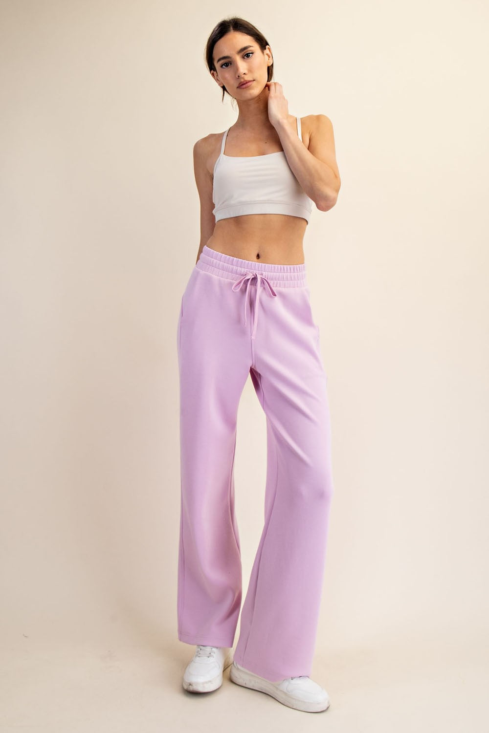 Purple Scuba Straight Leg Drawstring Pants