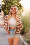 Brown Striped Button Down Cardigan