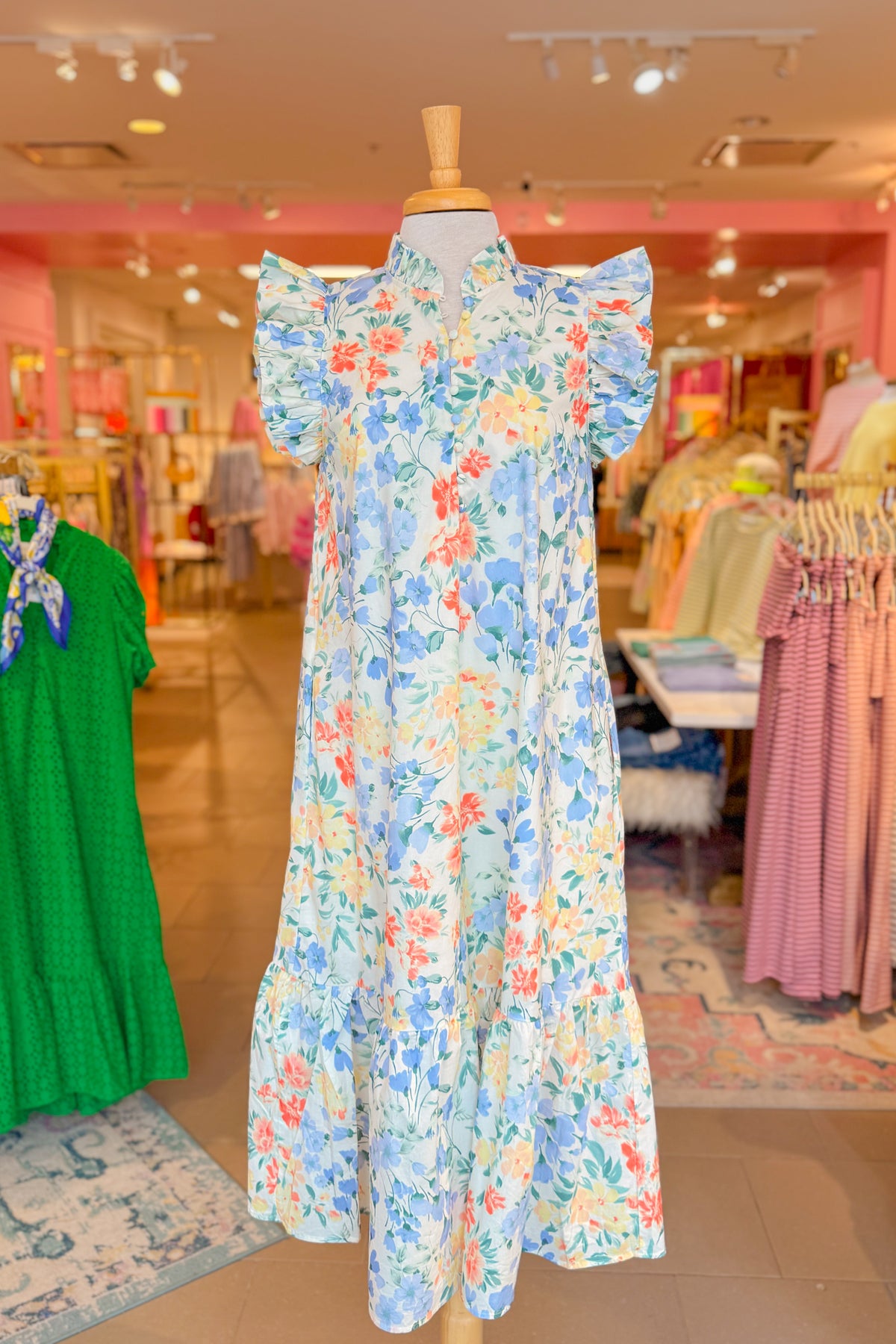 Pastel Floral  Ruffle Sleeve Maxi Dress - Kendry Collection Boutique