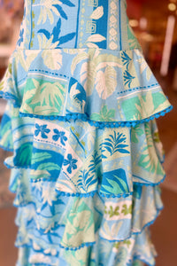 Blue Ruffle Maxi Skirt Set