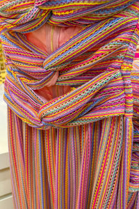Pink Striped Cutout Maxi Dress