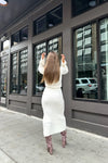 Cream Soft Knit Crop Top and Midi Skirt Set