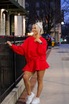 On The Run Red Crewneck and Skort Set