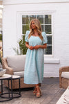 Mint Jacquard Floral Tie Back Maxi Dress