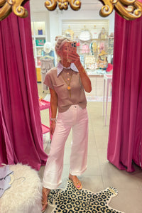 Light Mocha Mock Neck Ribbed Sweater Vest