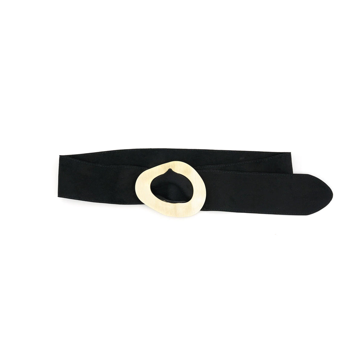 Faux Suede Belt With Gold Buckle