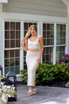 Beige Crochet Cut Out Midi Dress | Kendry Boutique