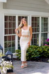 Beige Crochet Cut Out Midi Dress | Kendry Boutique