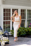 Beige Crochet Cut Out Midi Dress | Kendry Boutique