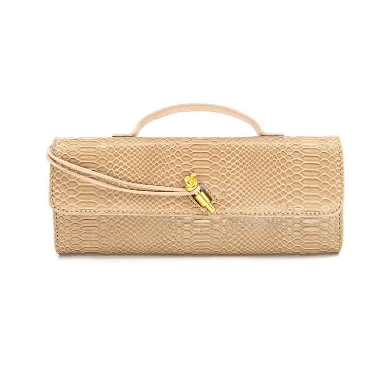 Beige Embossed Clutch