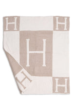 Beige Plush Initial Kids Blanket