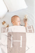 Beige Plush Initial Kids Blanket