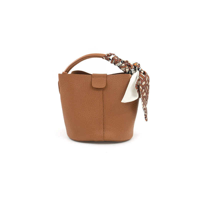 Bethany Large Tan Bucket Bag With Purse Scarf