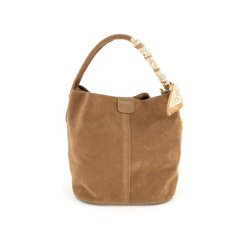 Bethany Large Suede Bucket Bag With Purse Scarf