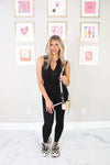 Black Zip Up Sleeveless Cat Suit - Shop Athleisure Outfits At Kendry Boutique 