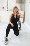 Black Zip Up Sleeveless Cat Suit - Shop Athleisure Outfits At Kendry Boutique 