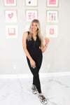 Black Zip Up Sleeveless Cat Suit - Shop Athleisure Outfits At Kendry Boutique 