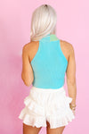 Blue and Green Criss Cross Halter Top - Shop Spring 2024 Tops At Kendry Boutique 