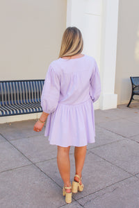 Lavender Button Down Flowy Dress