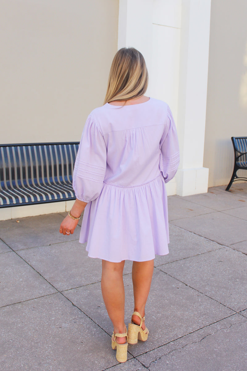 Lavender Button Down Flowy Dress