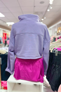 Purple Button Collar Pullover