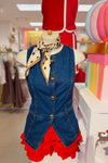 Denim Button Down Sleeveless Vest