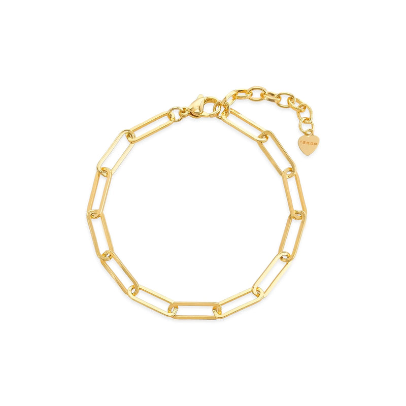 Gold Paper Clip Chain Bracelet 18k Triple Gold Plated