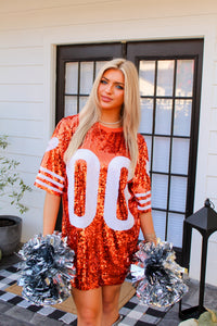 Orange Jersey Sequin T-Shirt Dress