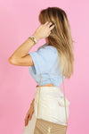 Chambray Button Up Cropped Shirt - Shop Casual Outfits At Kendry Boutique 