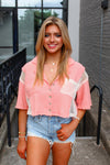 Coral Crochet Button Up Crop Top - Shop Cute Tops At Kendry Collection Boutique