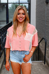 Coral Crochet Button Up Crop Top - Shop Cute Tops At Kendry Collection Boutique