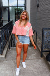 Coral Crochet Button Up Crop Top - Shop Cute Tops At Kendry Collection Boutique