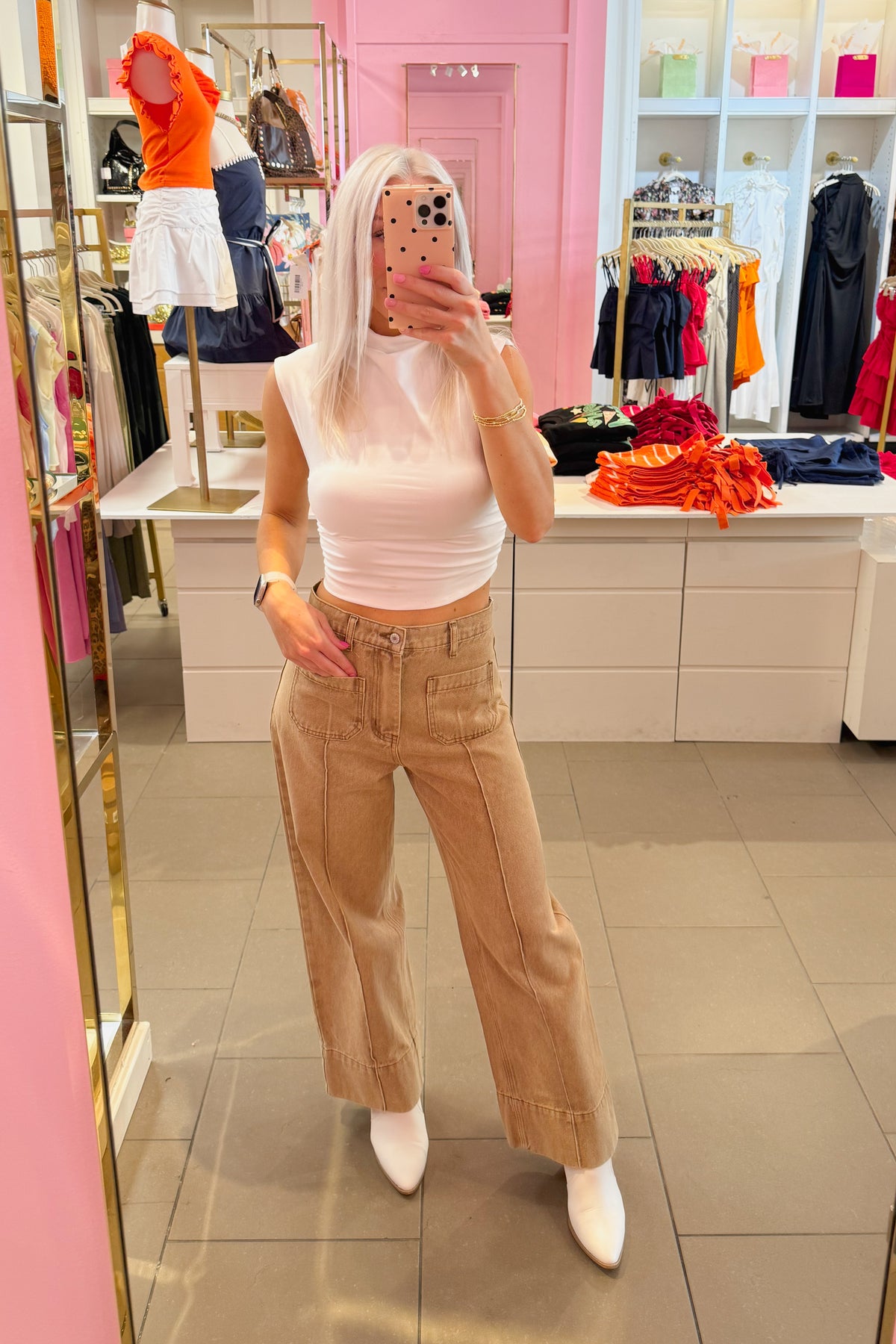 Rust Front Pocket Straight Leg Jeans