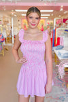 Pink and White Striped Smocked Ruffle Mini Dress