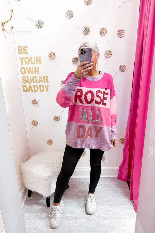 Rose All Day Pink Sequin Sweater