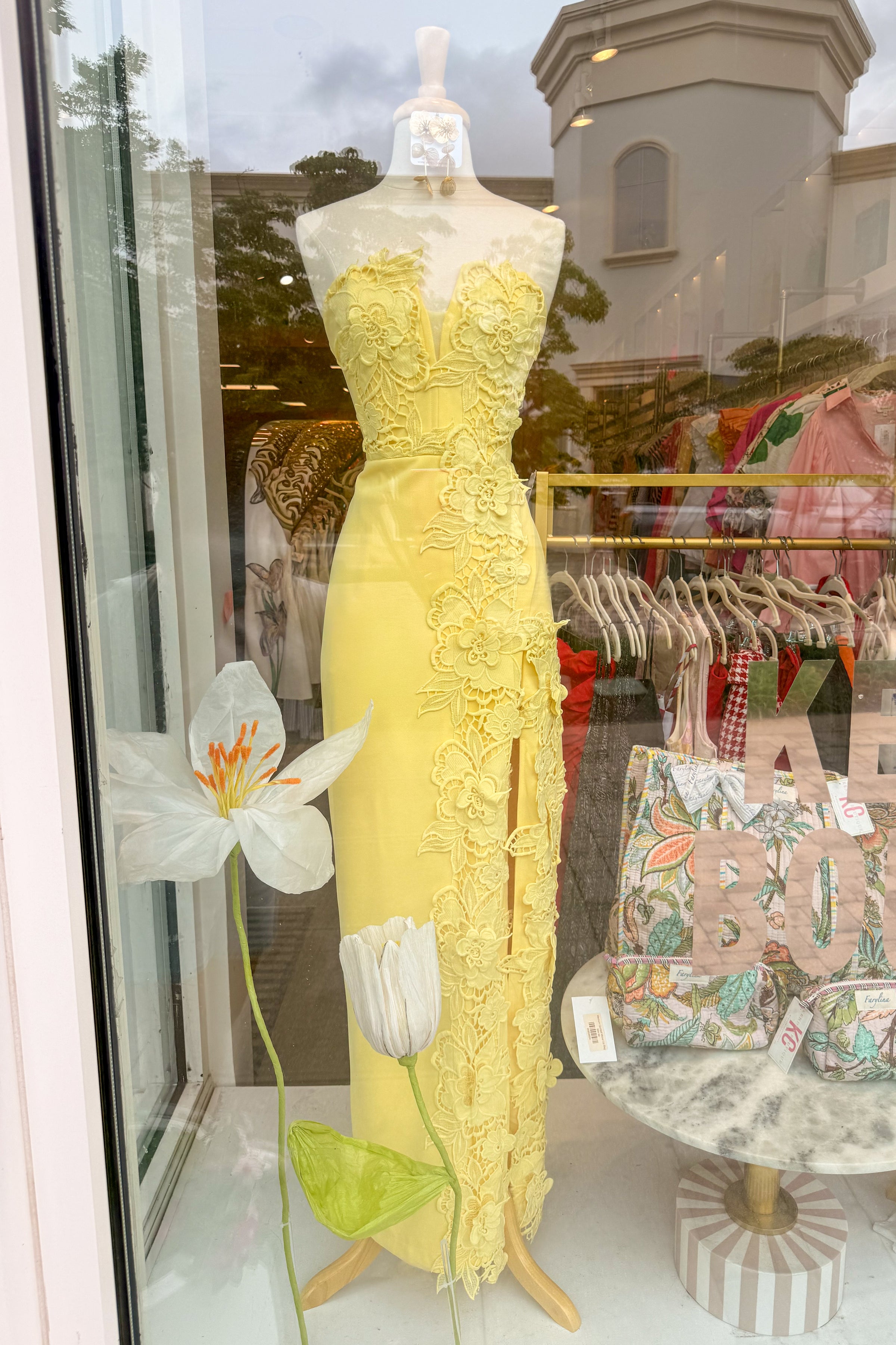 floral applique maxi dress Floral Appliqué Maxi Dress With Slit