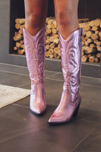 Disco Cowgirl Metallic Pink Cowboy Boots