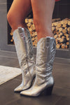 Disco Cowgirl Metallic Silver Cowboy Boots