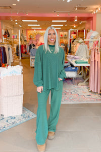 Green and Yellow Striped Top and Pants Set