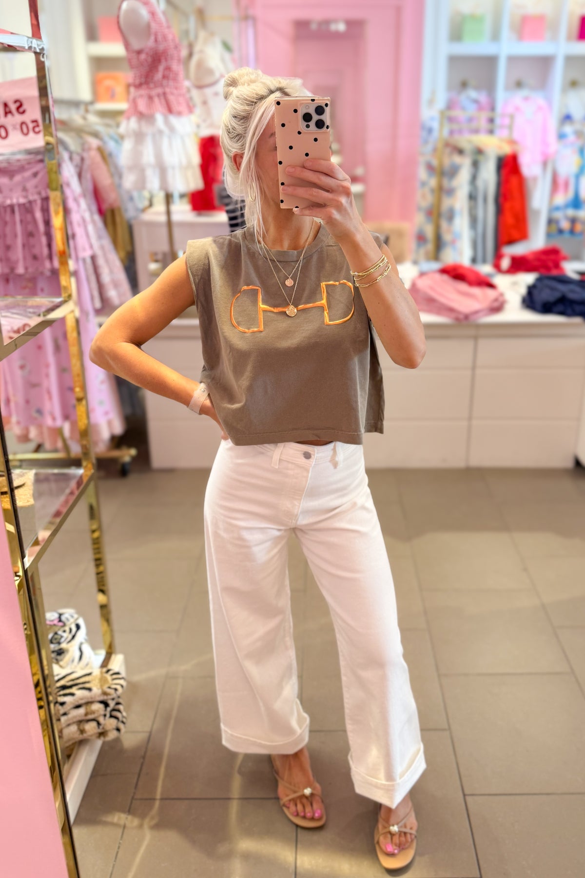 Brown and Gold Horse Bit Muscle Tee