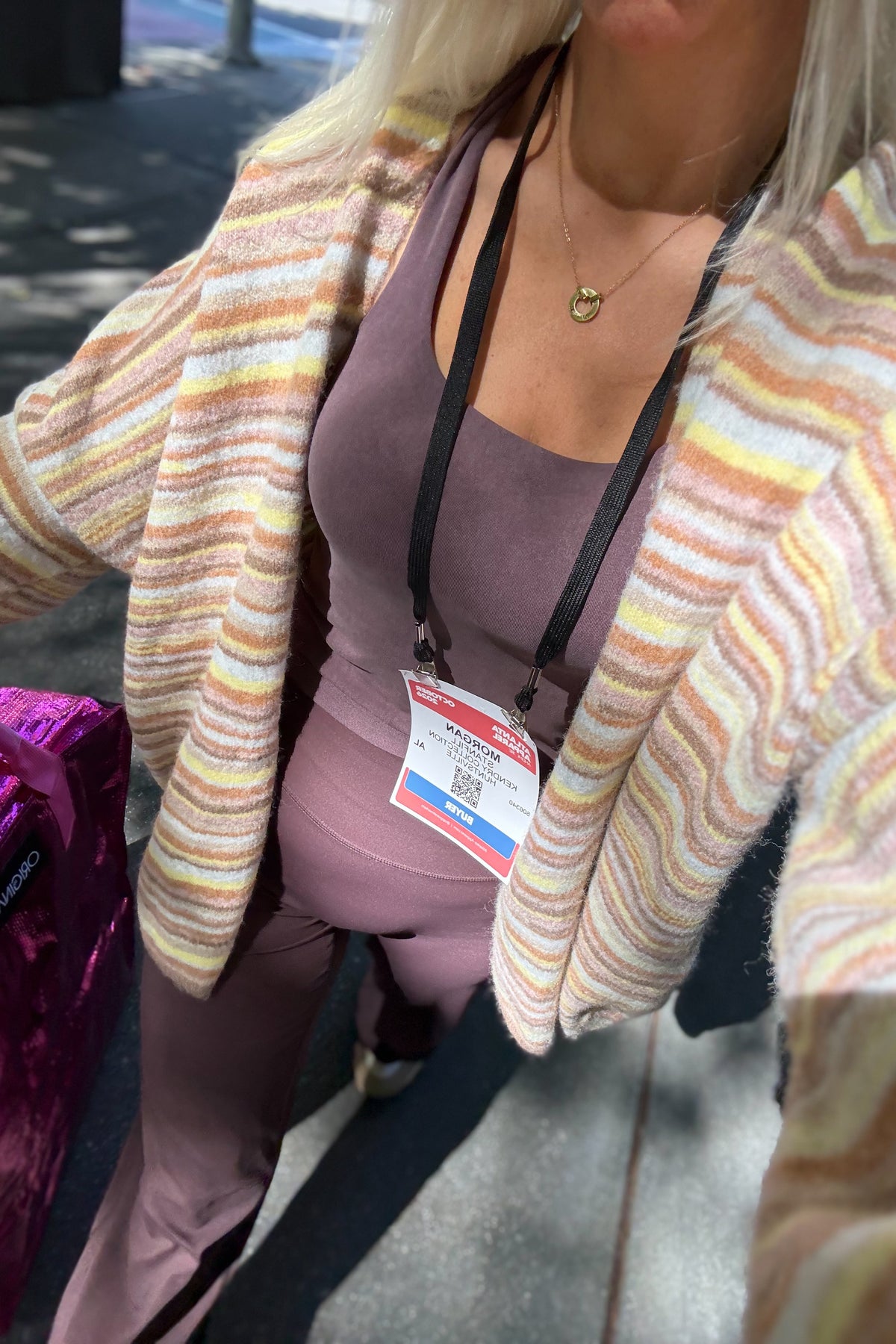Brown Multi Stripe Open Front Cardigan