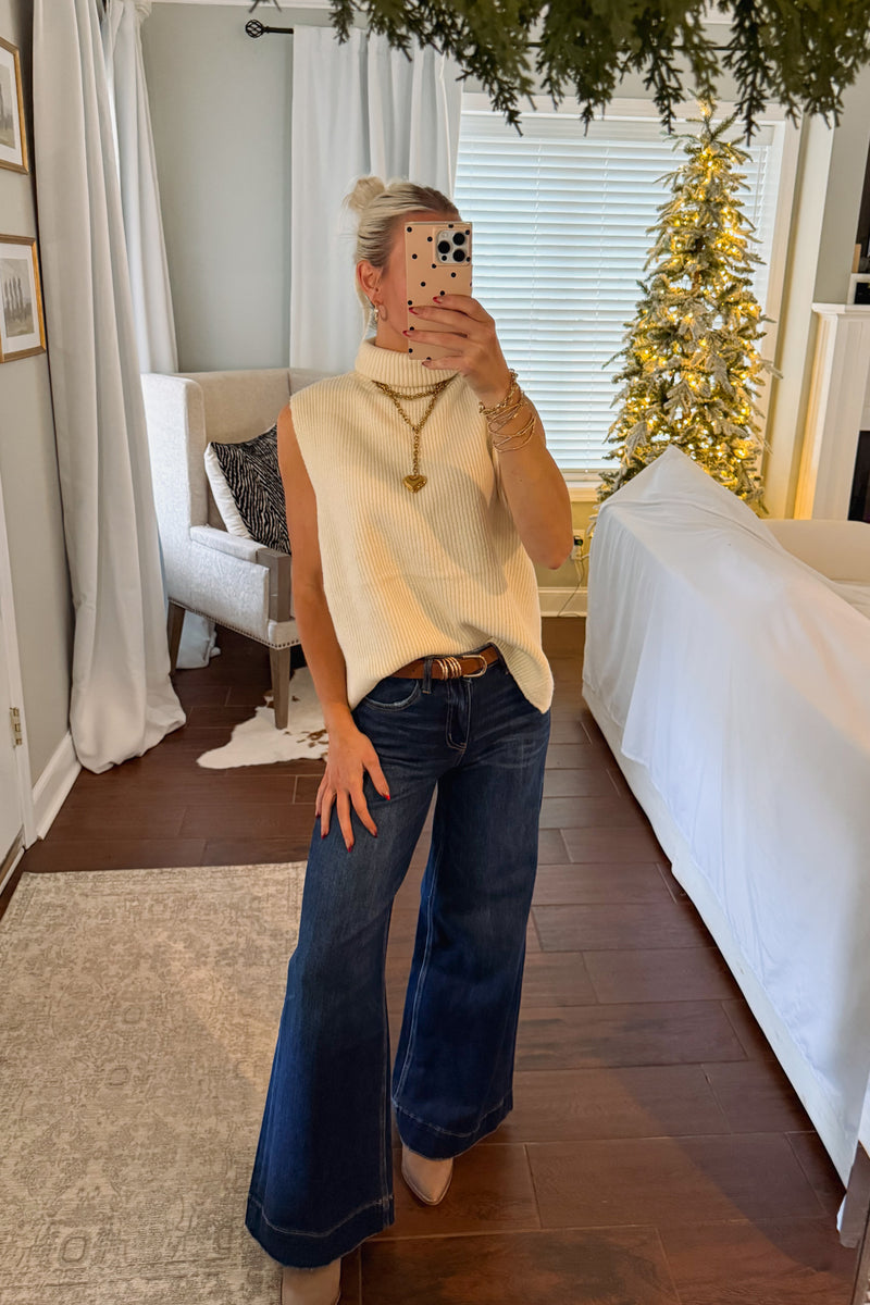 Jesse High Rise Dark Wash Wide Leg Jeans