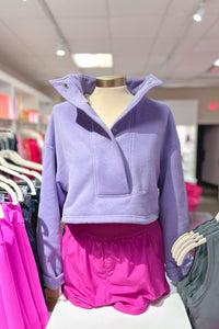 Purple Button Collar Pullover