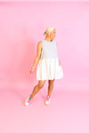 Ellie Gray and White Sleeveless Sweatshirt Top Mini Dress - Shop Cute Dresses Now At Kendry Collection Boutique