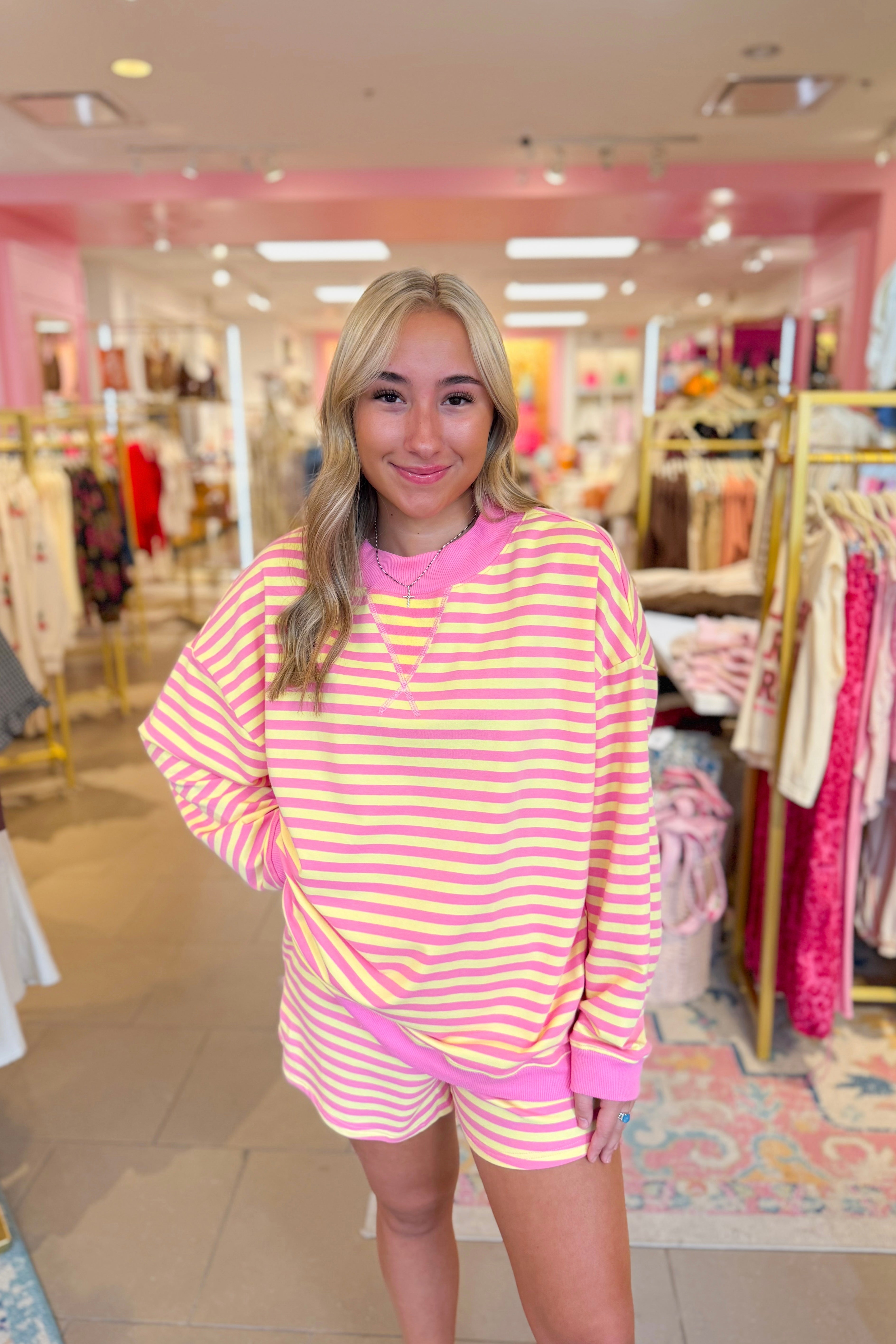 Striped Mock Neck Lounge Set - Kendry Collection Boutique